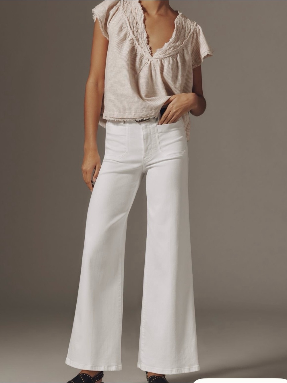 Frame Le Slim Palazzo Patch Pocket High Waist Wide Leg Jeans Size 26